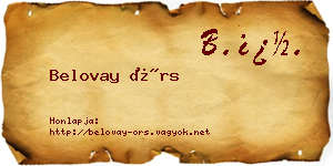 Belovay Örs névjegykártya